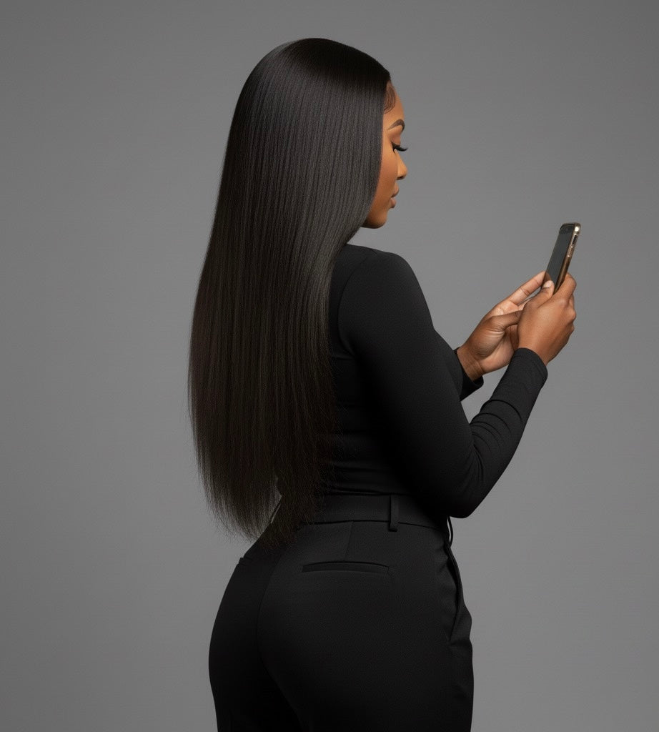 Bibi Bone Straight Wig - Jet Black | 300g HD Lace | Double Drawn UK | Saafluxurystrands