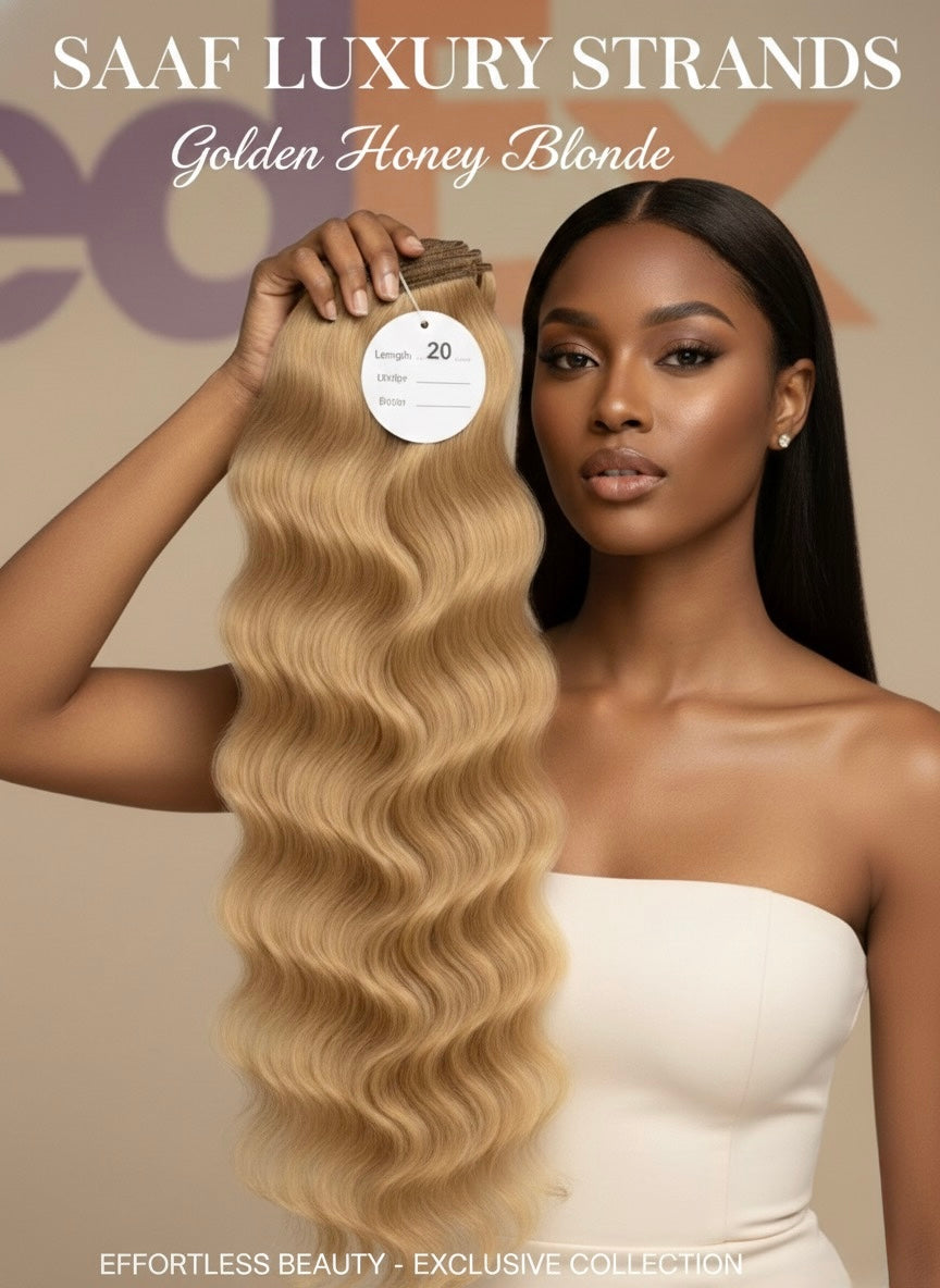 Warm Honey Blonde Clip Ins UK | Premium Raw Human Hair | 100g Bundle | Saafluxurystrands