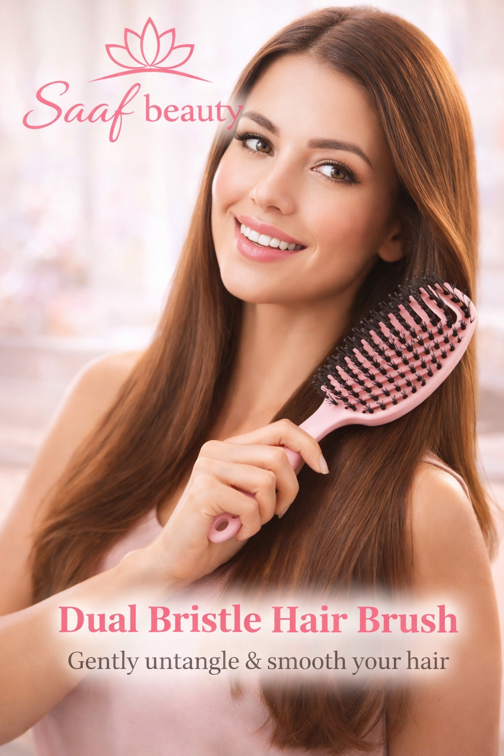 Soft Dual Boar Bristle Detangling Hair Brush - Gentle on All Hair Types