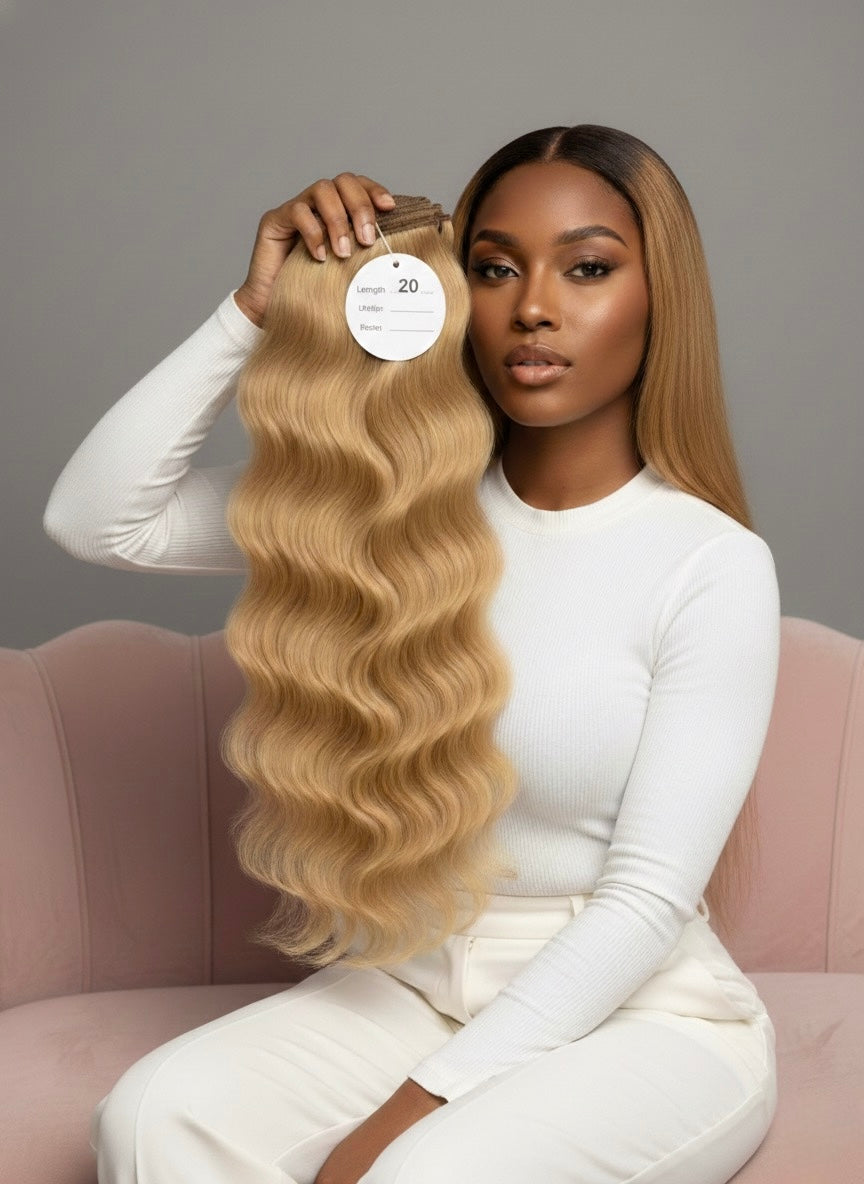 Warm Honey Blonde Clip Ins UK | Premium Raw Human Hair | 100g Bundle | Saafluxurystrands