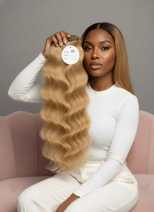 Warm Honey Blonde Clip Ins UK | Premium Raw Human Hair | 100g Bundle | Saafluxurystrands