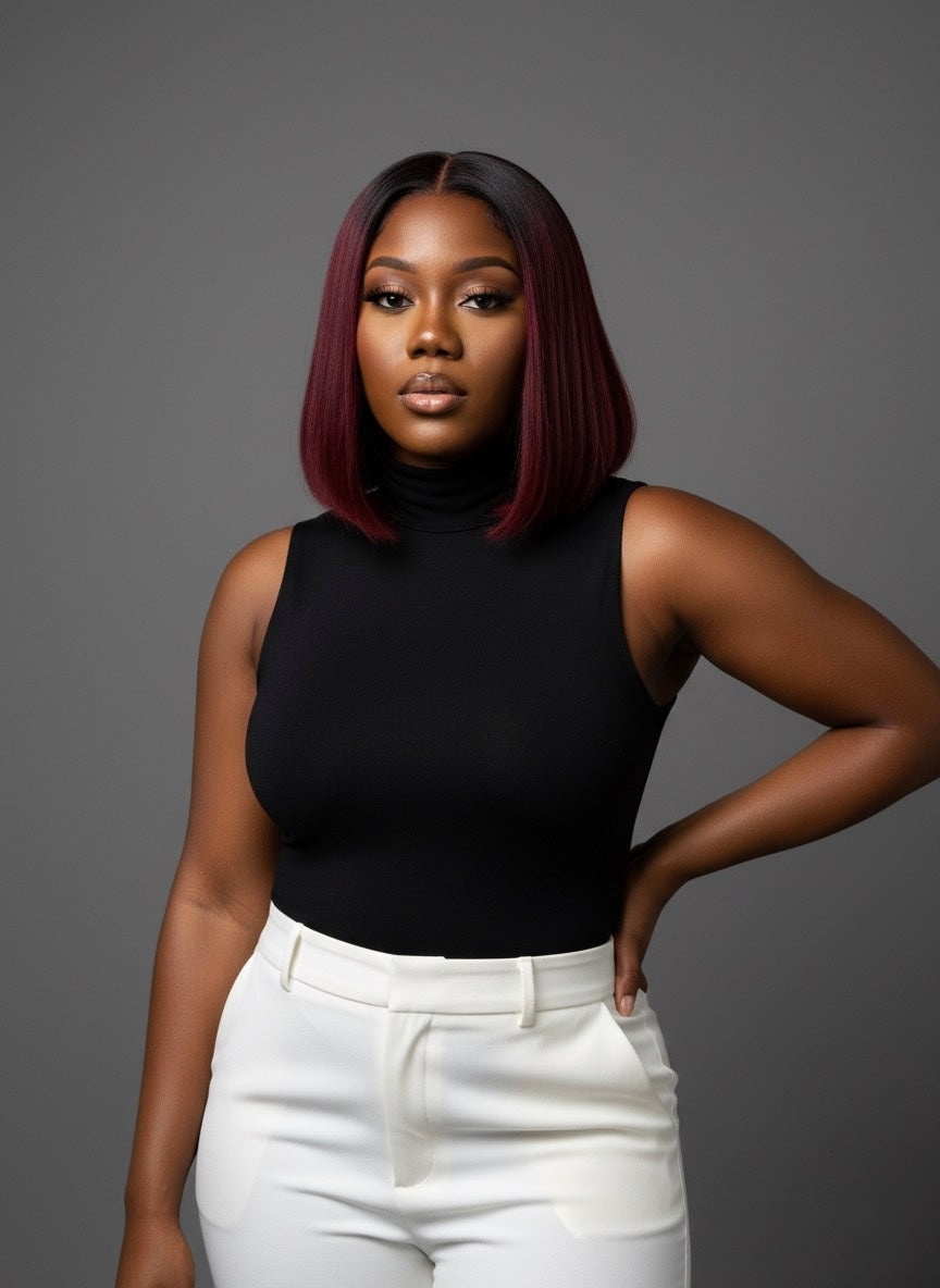 Missy blunt cut in burgundy